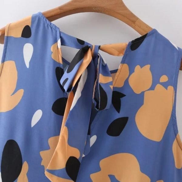 Summer Women Graffiti Printing Vest Midi Dress Female O Neck Sleeveless Clothes Casual Lady Loose Vestido D7813